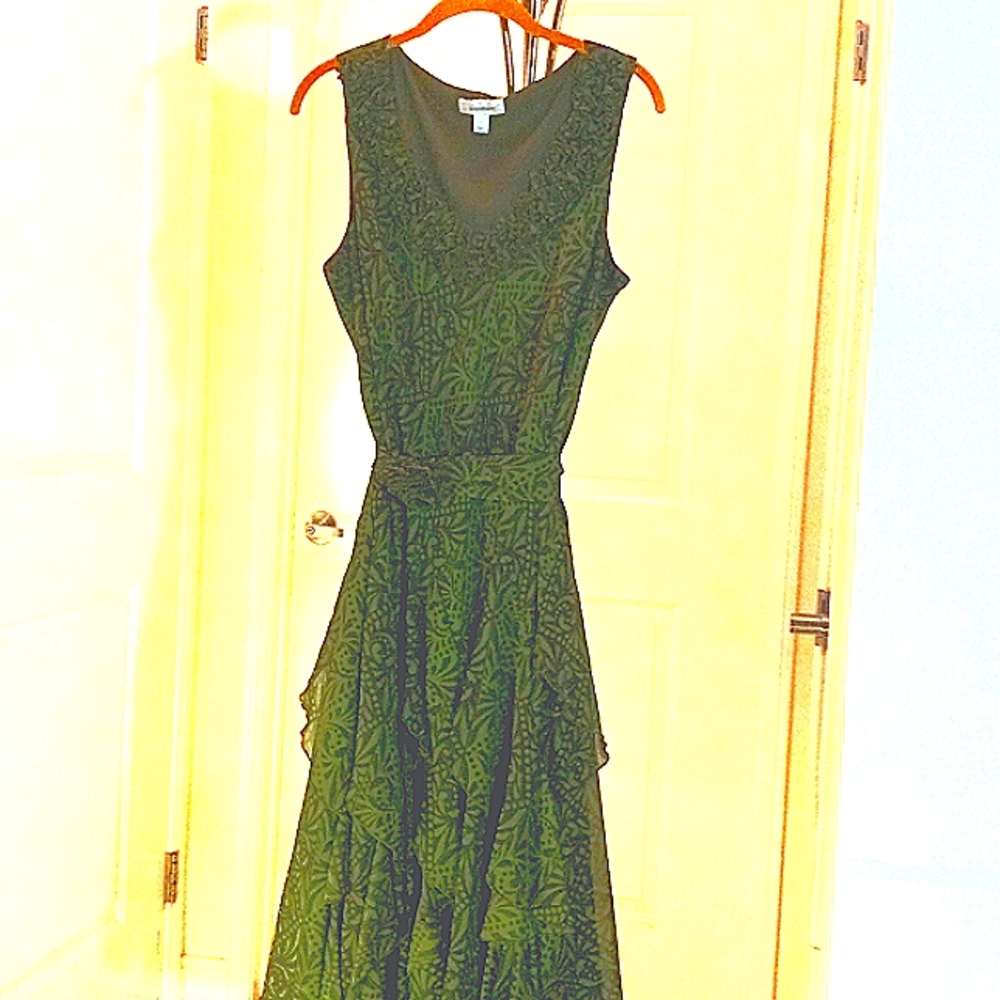 Dress Barn/Dress round neck with flowes details.